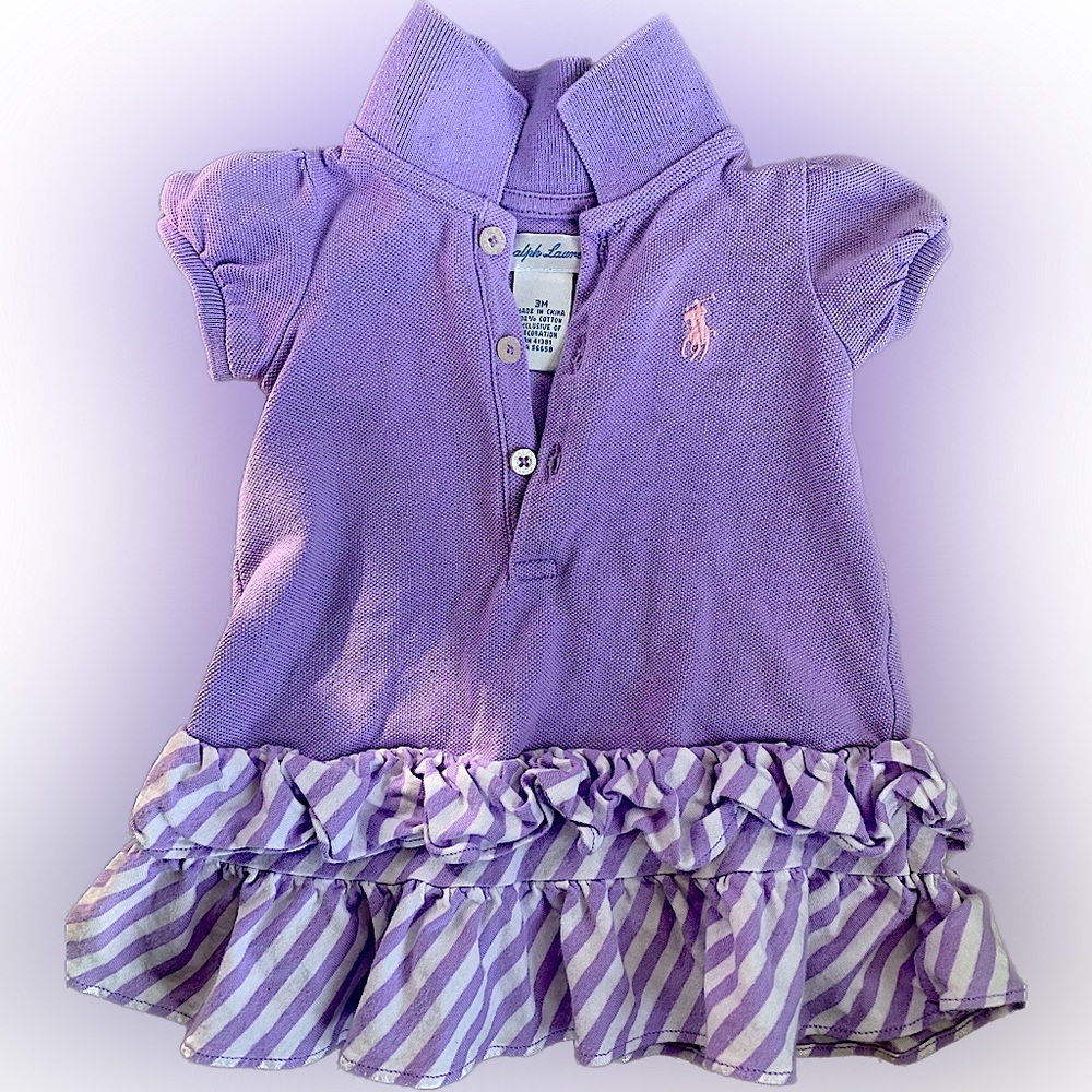 Purple and white Ralph Lauren polo dress infant